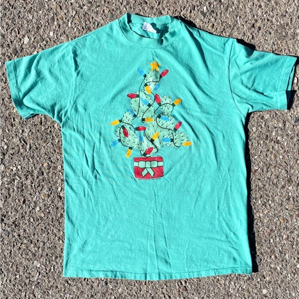 Vtg 1986 Santa Fe Sportswear Cactus Christmas Tee Hanes Beefy L Kitschy